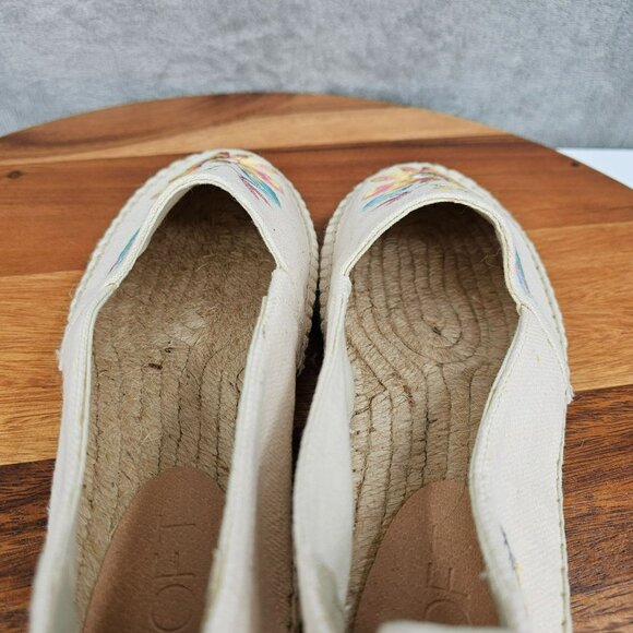 LOFT Espadrilles Shoes 7.5 M Natural Floral Leaf Embroidered Comfort Casual Boho - Picture 14 of 16
